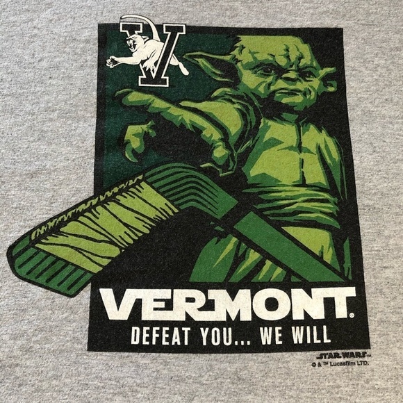 Champion UVM VT Hockey Defeat You...Yoda T-shirt Gray Size Medium - Picture 1 of 7